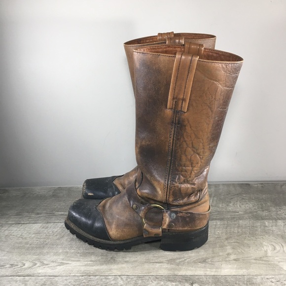 Frye Vintage Black Label Engineer Harness Motorcycle Leather Mens Moto Boots 8.5 - Picture 6 of 13